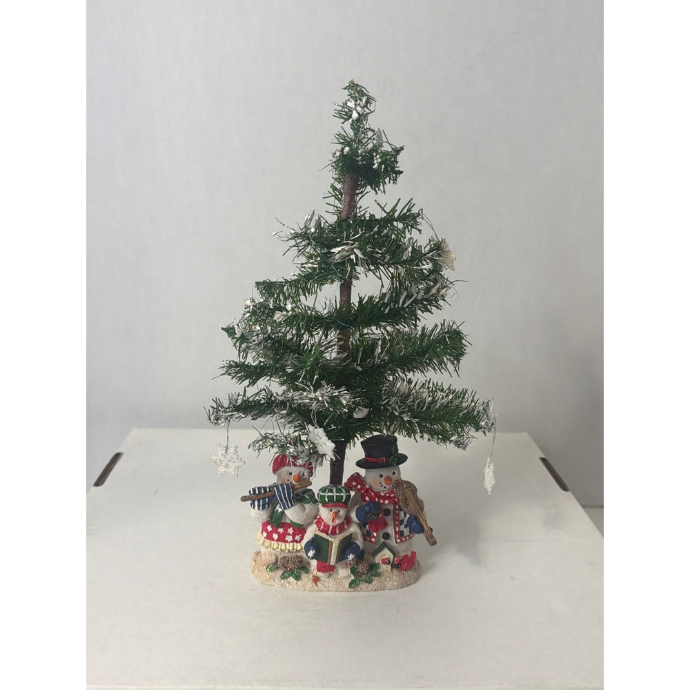Snowman Carolers Christmas Tree Tabletop Decor Resin Figurine Winter Scene